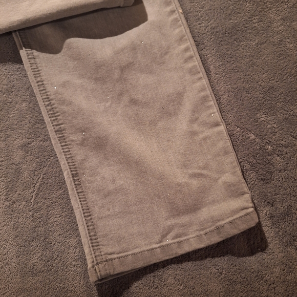 Chicos Pants Jeans Stretch Womens 3 Short 36 X 29 Light Gray Glitter Dot Sparkle - Picture 2 of 13